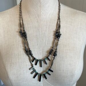 Genuine Turquoise natural stone hematite tribal double strand southwestern